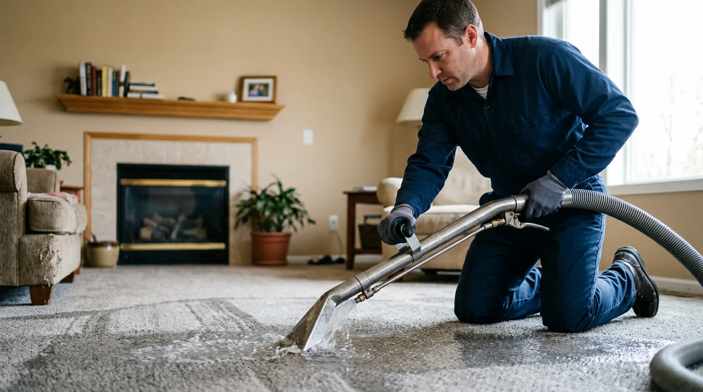 Water damage restoration technician working near Morris Plains, NJ